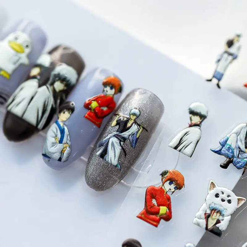 Naklejki na paznokcie GINTAMA Sakata Gintoki Kagura Anime Gadżety Urocze Kreskówkowe Naklejki Samoprzylepne…