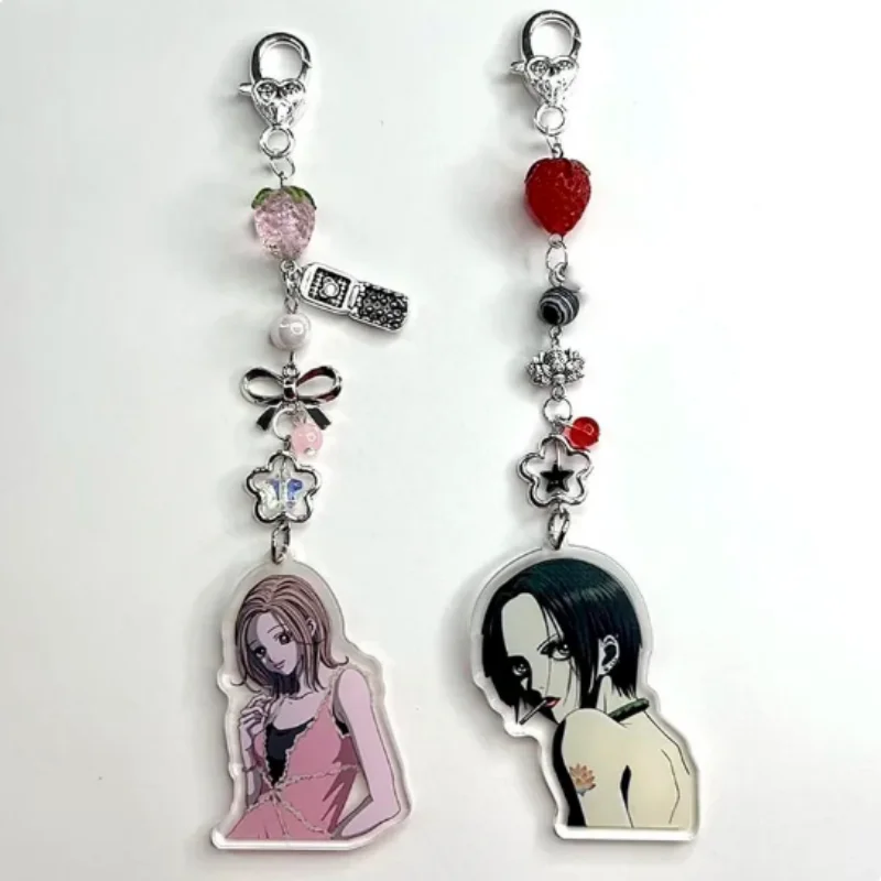 NANA HACHI pasujące breloki do kluczy srebrne delikatne Y2K Handmade Modern NANA HACHI pasujące breloki do kluczy srebrne delikatne Y2K Handmade Modern
