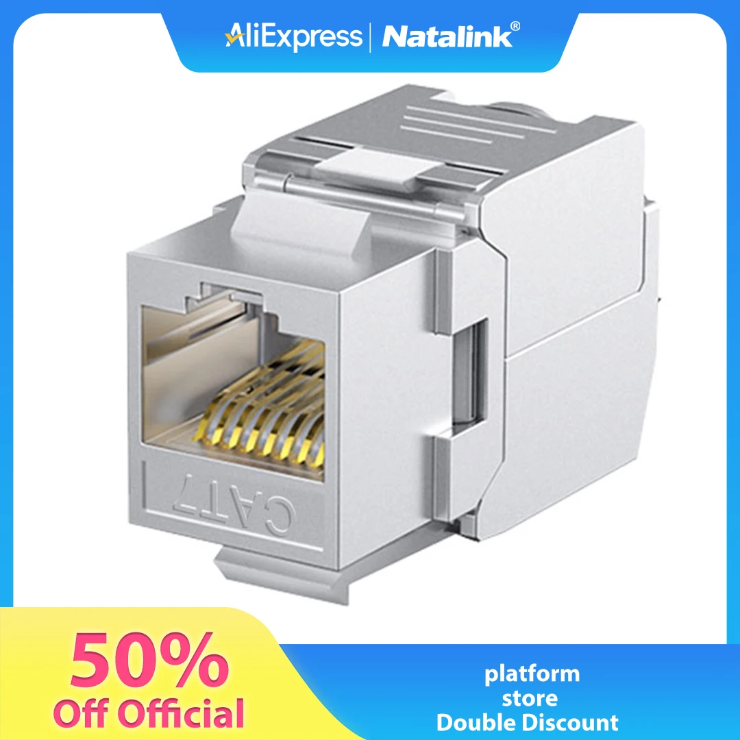 Natalink 10 szt. RJ45 Cat8 Cat7 Cat6A ekranowane gniazda Keystone, RJ45 STP bez narzędziowy moduł ze stopu… Natalink 10 szt. RJ45 Cat8 Cat7 Cat6A ekranowane gniazda Keystone, RJ45 STP bez narzędziowy moduł ze stopu…