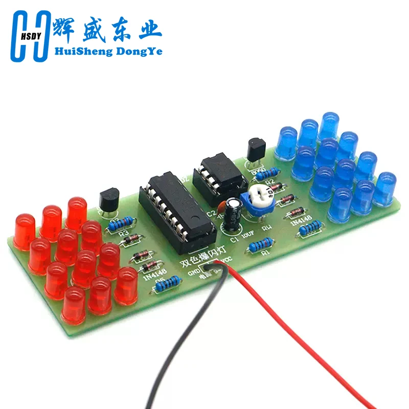 NE555 CD4017 IC LED zestawy świateł elektronicznych czerwony niebieski dwukolorowy zestaw do samodzielnego…