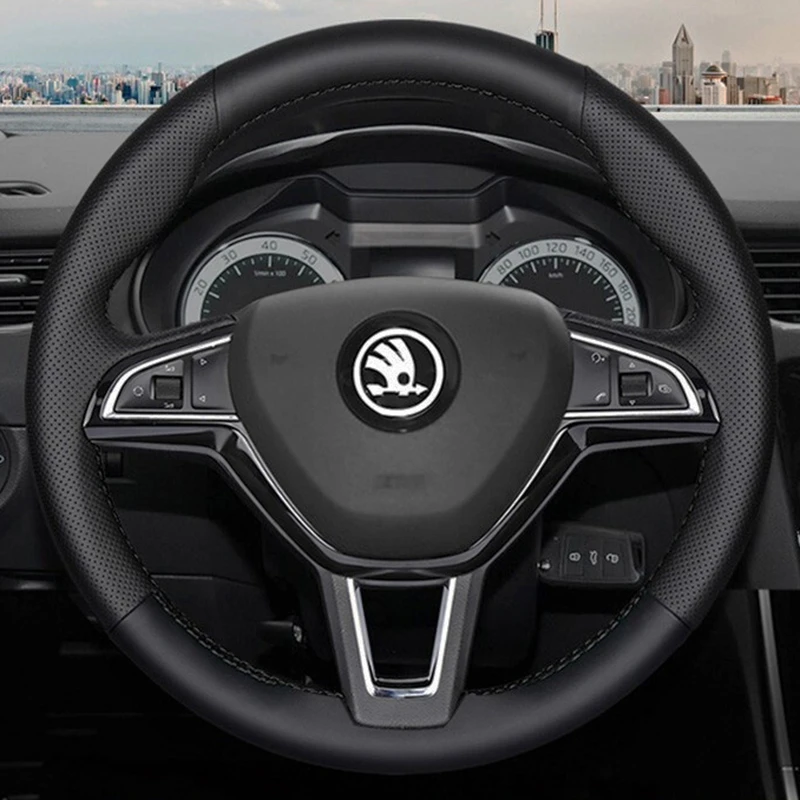 Niestandardowa osłona na kierownicę samochodową w 100% pasująca do Skody Octavia 2017 Fabia 2016 2017 Rapid…