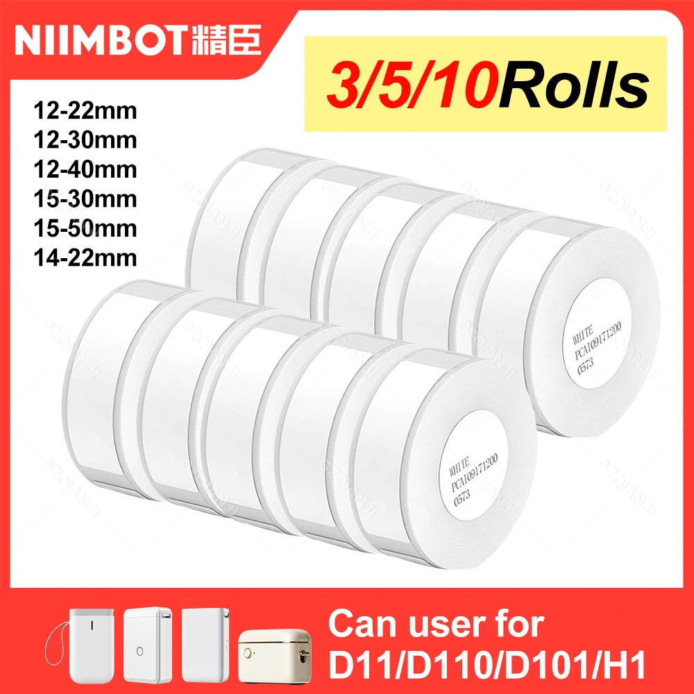 NiiMBOT D101 D11 D110 Termiczne etykiety samoprzylepne białe wodoodporne 3/5/10 rolek papieru Najtańsze…