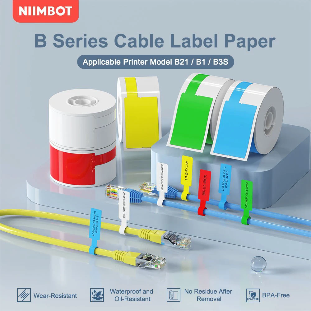 Niimbot Etykieta kablowa Przenośna drukarka termiczna B1 B21 B203 Papierowa linia danych Identyfikacja Przewód… Niimbot Etykieta kablowa Przenośna drukarka termiczna B1 B21 B203 Papierowa linia danych Identyfikacja Przewód…