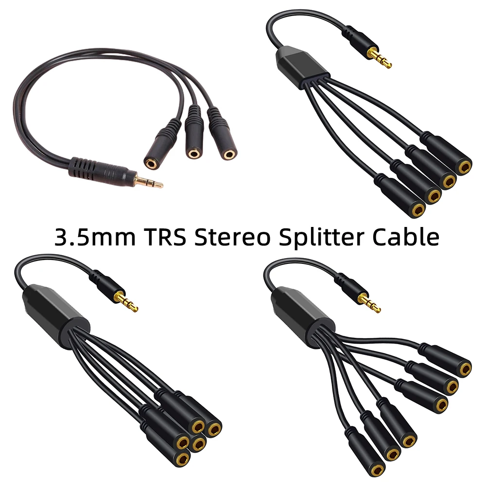 Nku 3,5 mm 1/8 TRS męski na 2/3/4/5/6 portów 3,5 żeński Jack Rozdzielacz słuchawkowy Stereo AUX Adapter audio…