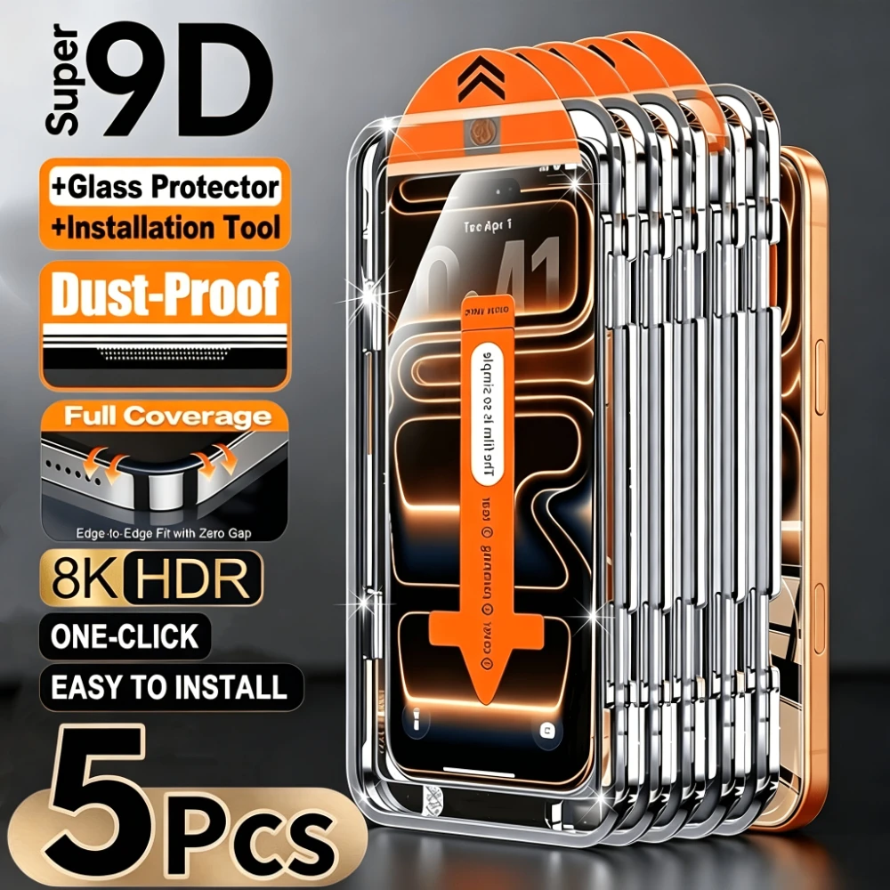 NNBILI 5 szt. Szkło Hartowane 8K Ultra High Definition do Ochrony Ekranu iPhone 17 16 15 14 13 12 11 Pro Max…