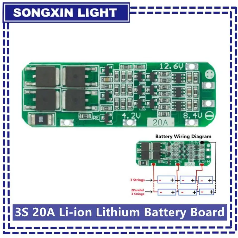 Nowa bateria litowo-jonowa 3S 20A 18650 Ładowarka PCB BMS Płyta ochronna do silnika wiertarki 12,6 V Moduł…