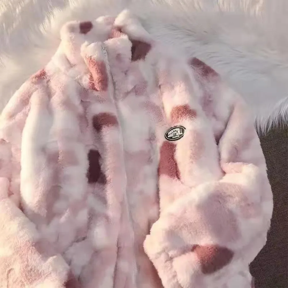 Nowa damska kurtka z polaru Tie Dye Lamb Jesienno-zimowa odzież wierzchnia z zamkiem błyskawicznym Ciepłe… Nowa damska kurtka z polaru Tie Dye Lamb Jesienno-zimowa odzież wierzchnia z zamkiem błyskawicznym Ciepłe…