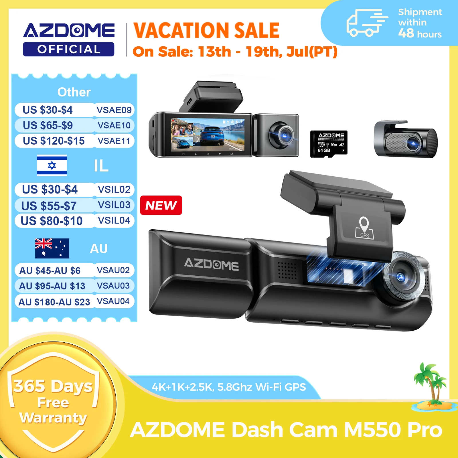 Nowa kamera samochodowa AZDOME 4K M550 Pro z nagrywaniem z przodu, z tyłu i wewnątrz, 3 w 1, monitoring… Nowa kamera samochodowa AZDOME 4K M550 Pro z nagrywaniem z przodu, z tyłu i wewnątrz, 3 w 1, monitoring…