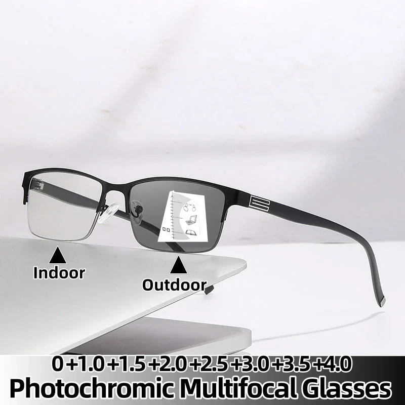 Nowe fotochromowe okulary do czytania progresywne wieloogniskowe okulary dalekowzroczne męskie okulary…