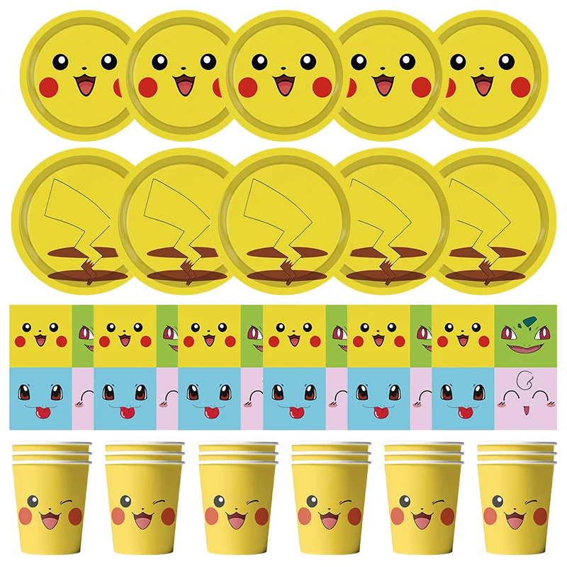Nowe zestawy dekoracji urodzinowych Pokemon Pikachu Talerze papierowe Serwetki Kubki Balony Baby Shower dla… Nowe zestawy dekoracji urodzinowych Pokemon Pikachu Talerze papierowe Serwetki Kubki Balony Baby Shower dla…