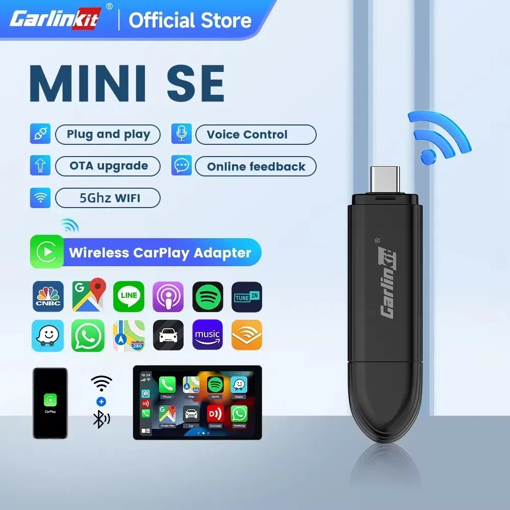 Nowy bezprzewodowy adapter CarlinKit Mini 5 SE Carplay do iPhone’a 5,8 GHz WiFi BT Szybkie i stabilne… Nowy bezprzewodowy adapter CarlinKit Mini 5 SE Carplay do iPhone’a 5,8 GHz WiFi BT Szybkie i stabilne…