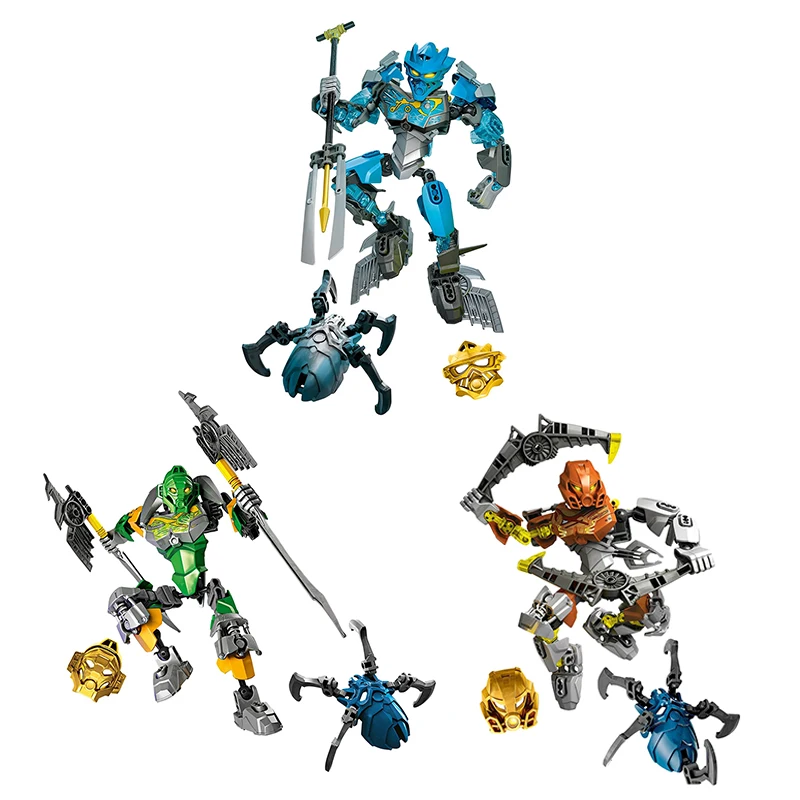 Nowy Bionicle Ice Master złota maska ​​klocki 2w1 wojownicy figurki Mech wojownik Robot cegły zabawki dla…