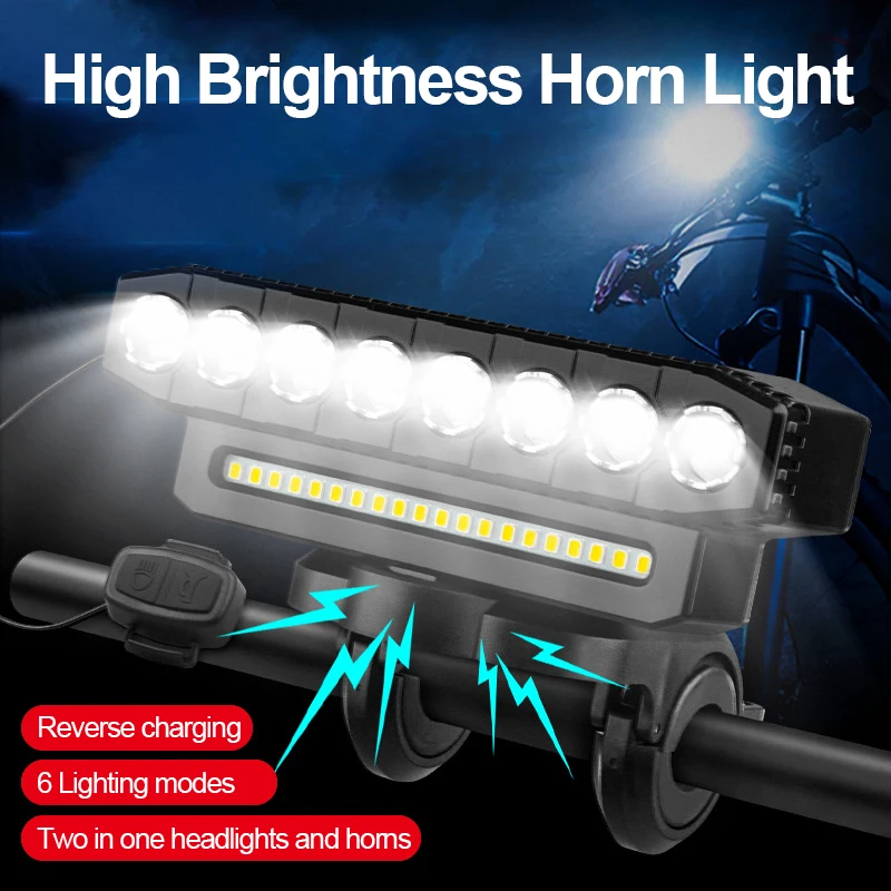 Nowy reflektor rowerowy MTB z ładowaniem USB Wodoodporna latarka rowerowa LED Latarka rowerowa Klakson… Nowy reflektor rowerowy MTB z ładowaniem USB Wodoodporna latarka rowerowa LED Latarka rowerowa Klakson…