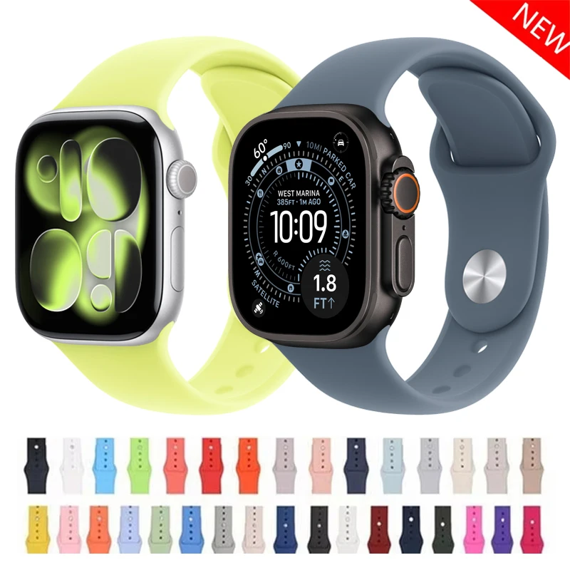 Nowy silikonowy pasek do Apple Watch, pasujący do modeli 11 42mm 46mm 44mm 40mm 41mm 45 49mm, sportowa… Nowy silikonowy pasek do Apple Watch, pasujący do modeli 11 42mm 46mm 44mm 40mm 41mm 45 49mm, sportowa…