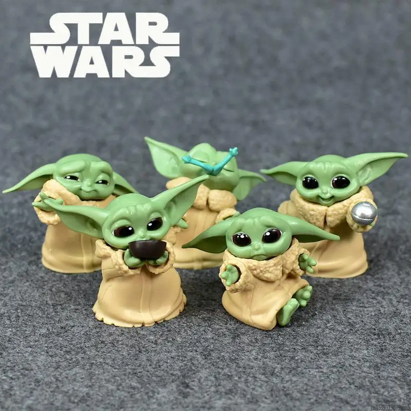 Nowy zestaw 5 sztuk figurek Baby Yoda Grogu Mandalorian, zabawki akcji 4-7 cm, figurki Yoda Baby, zabawki Star…