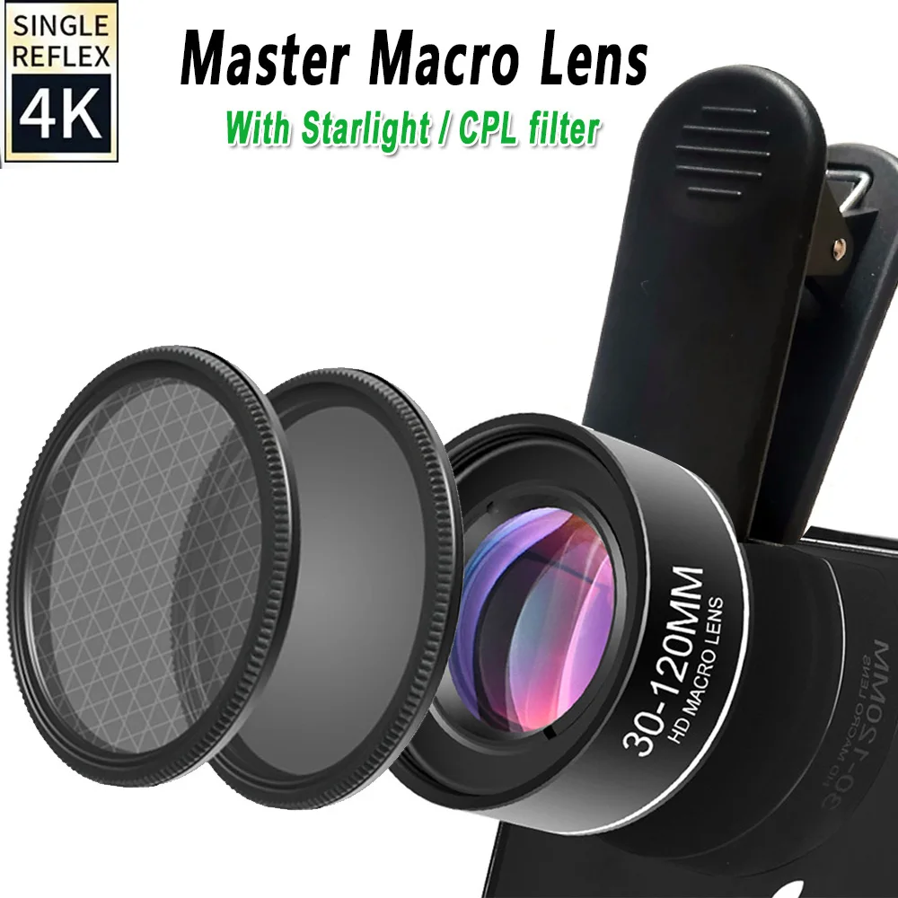 Obiektyw do telefonu 4K HD 30-120 mm Obiektyw makro na duże odległości Filtr gwiazdowy CPL do iPhone’a 15… Obiektyw do telefonu 4K HD 30-120 mm Obiektyw makro na duże odległości Filtr gwiazdowy CPL do iPhone’a 15…