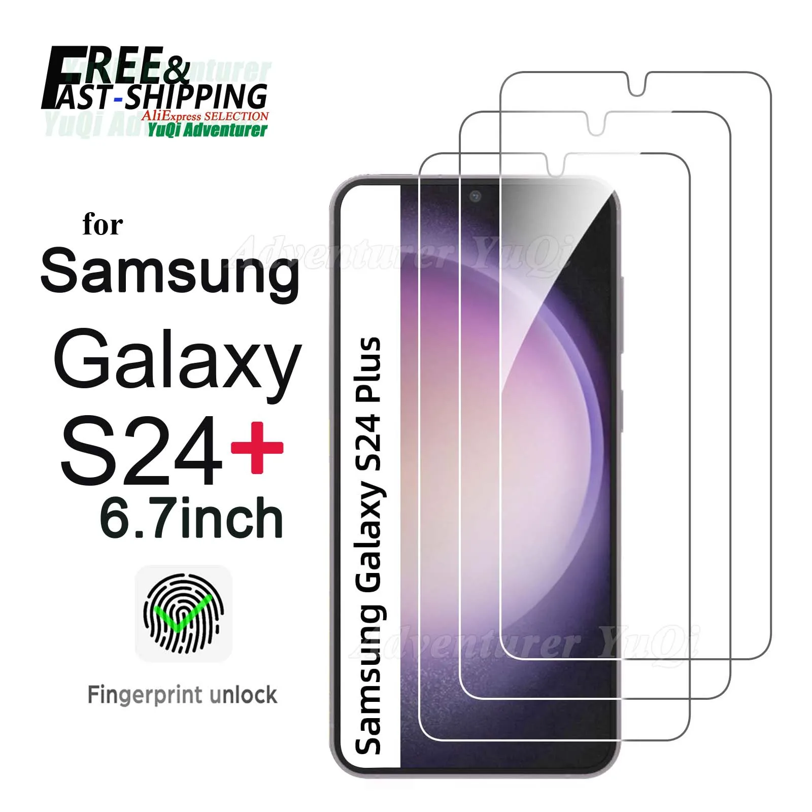 Ochraniacz ekranu do Samsung Galaxy S24 Plus 6,7 cala Szkło hartowane HD Crystal 9H Odblokowanie odcisków…