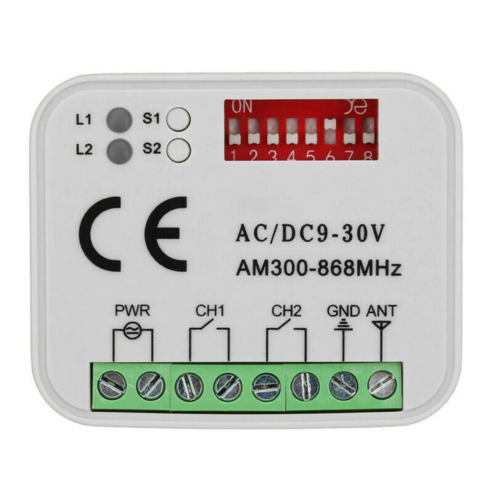Odbiornik zdalnego sterowania 300-868MHz 433MHz Uniwersalny odbiornik AC/DC 9-30V do sterowania bramą…