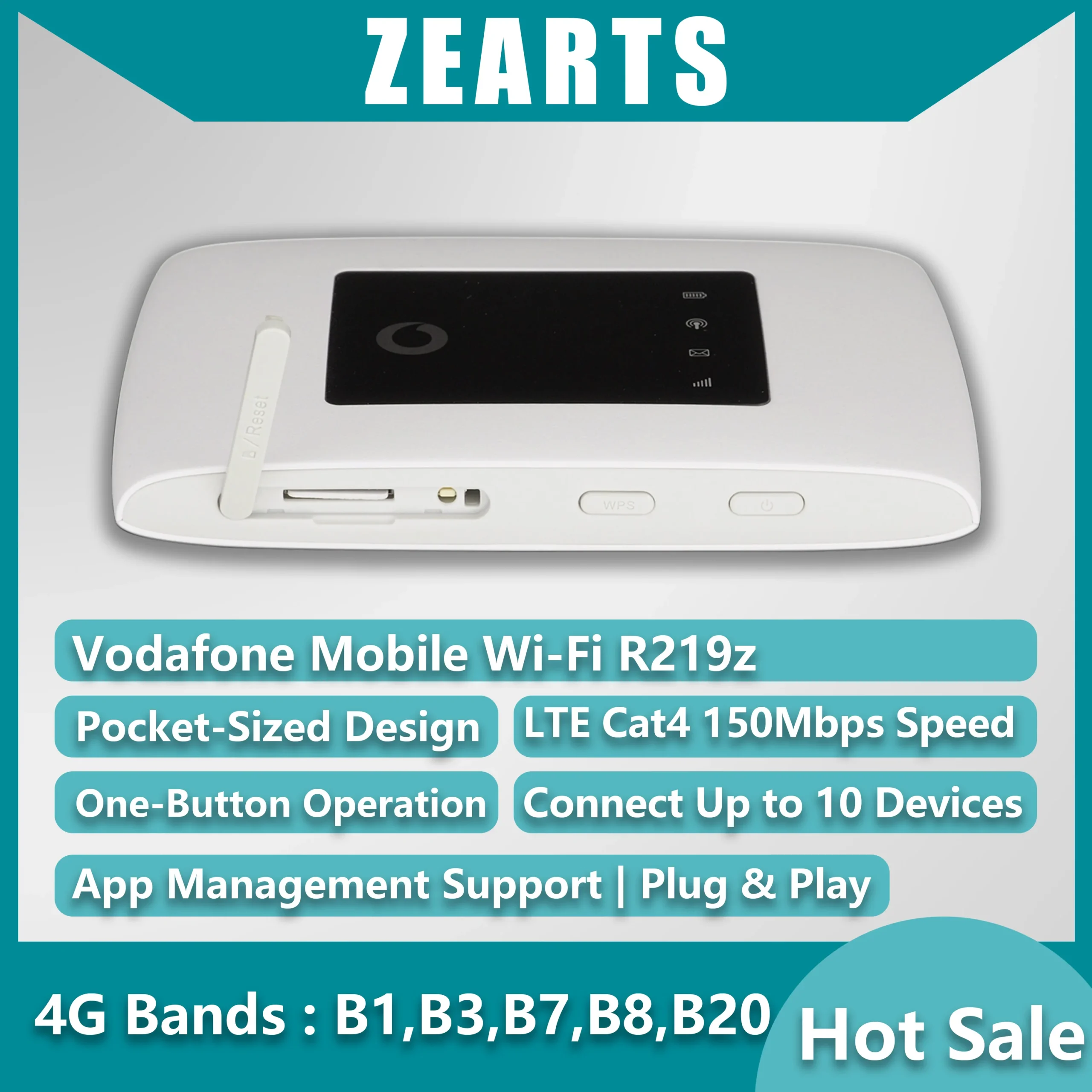 Odblokowany Vodafone R219z 150 mb/s 4G LTE mobilny router Wi-Fi 4G B1/3/7/8/20 Odblokowany Vodafone R219z 150 mb/s 4G LTE mobilny router Wi-Fi 4G B1/3/7/8/20