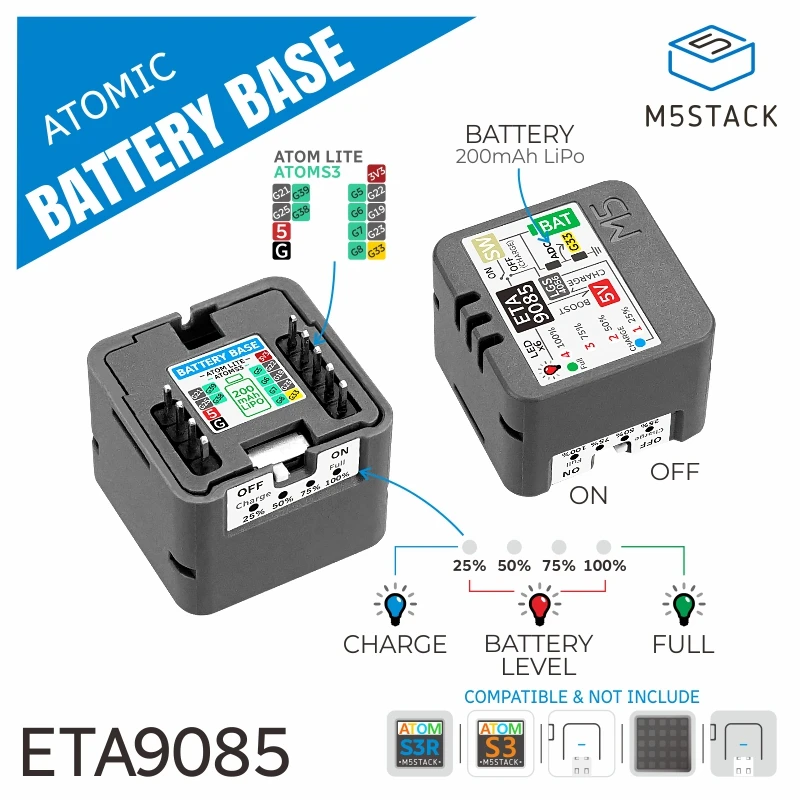 Oficjalna bateria atomowa M5Stack (200 mAh) Oficjalna bateria atomowa M5Stack (200 mAh)