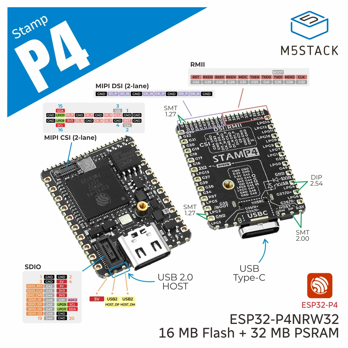 Oficjalny moduł M5Stamp ESP32P4 firmy M5Stack Oficjalny moduł M5Stamp ESP32P4 firmy M5Stack