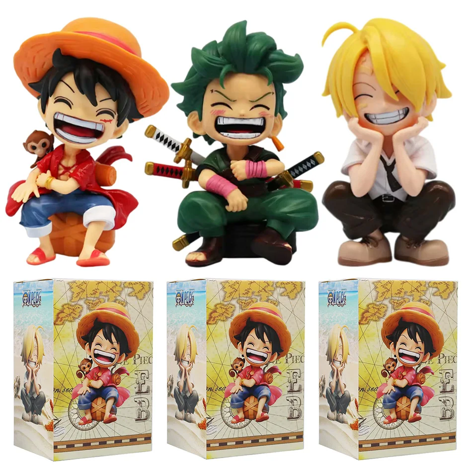 One Piece Handheld Luffy Solon Sitting Q-Version Trendy Play Cartoon Anime Desktop Car Ornament Peripheral…