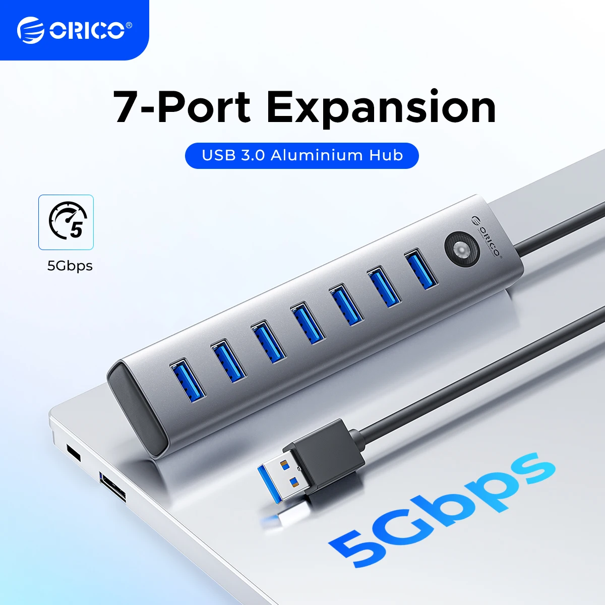 ORICO 7 w 1 Hub USB 3.0 5Gbps Stacja Dokująca Typu C do Laptopów Surface Macbook USB 3.0 7-Portowy HUB Adapter…
