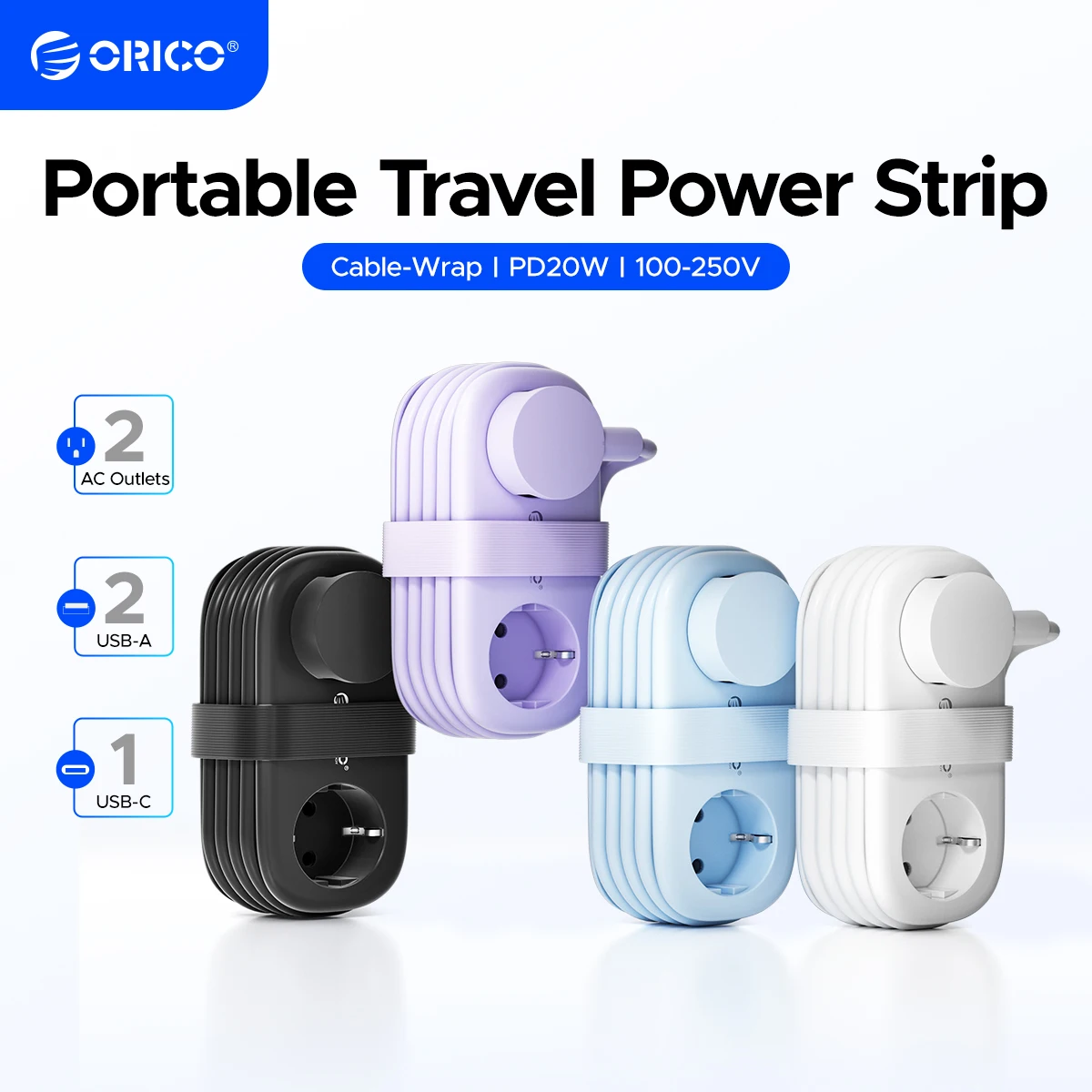 ORICO AP3 EU Plug 20W PD Power Strip 2AC Outlets 2USB 1Type-C 1.53M Przedłużacz elektryczny Szybkie ładowanie… ORICO AP3 EU Plug 20W PD Power Strip 2AC Outlets 2USB 1Type-C 1.53M Przedłużacz elektryczny Szybkie ładowanie…