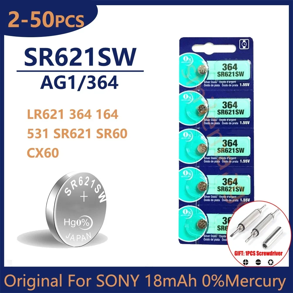Oryginalna bateria guzikowa SONY 364 SR621SW SR60 1,55 V do zegarków i zabawek Zdalne baterie pastylkowe Oryginalna bateria guzikowa SONY 364 SR621SW SR60 1,55 V do zegarków i zabawek Zdalne baterie pastylkowe
