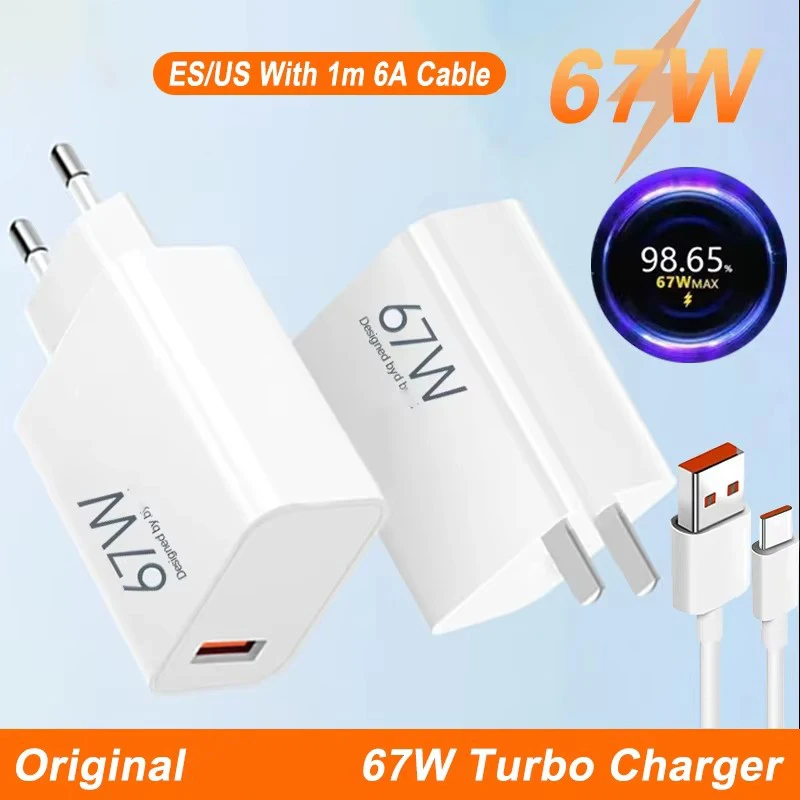 Oryginalna ładowarka 67W Turbo Charge Super Fast Charger z adapterem EU do Mi 14 Ultra 13T 12 Lite 11T Redmi…