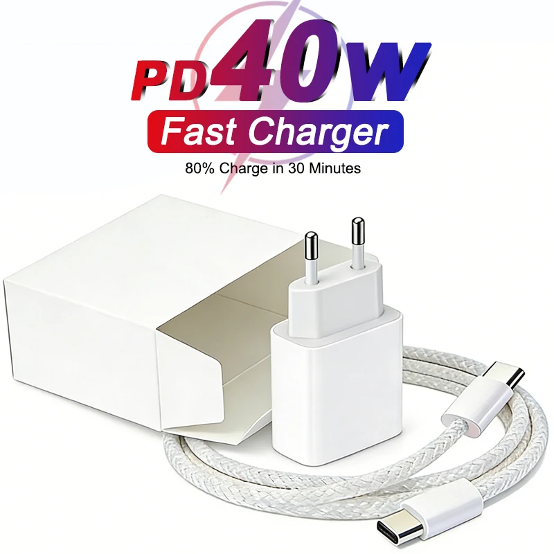 Oryginalna ładowarka PD 40W USB C Type C do szybkiego ładowania iPhone 17 16 15 14 13 12 11 Pro Max Plus iPad…