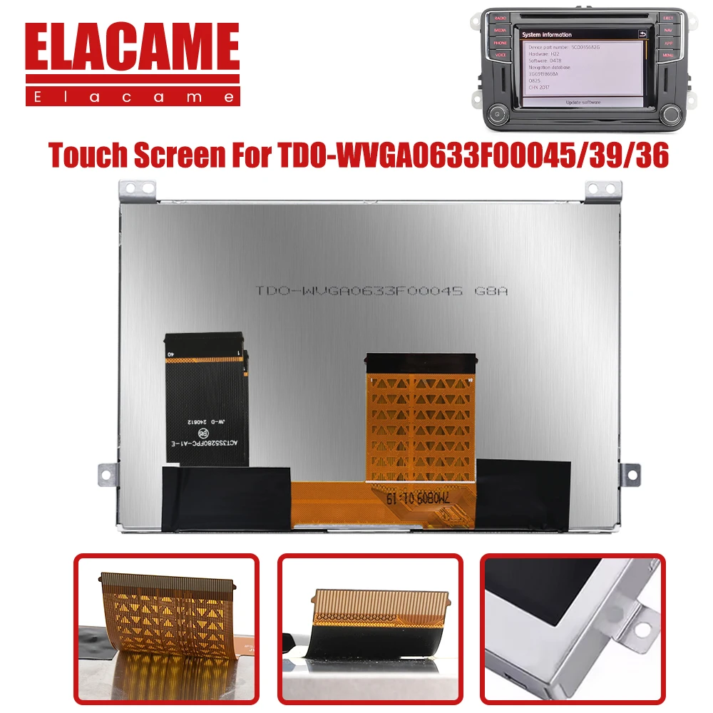Oryginalny ekran dotykowy LCD TDO-WVGA0633F00045 Wyświetlacz LCD do VW Golf Polo Jetta Passat CC Tiguan Caddy…
