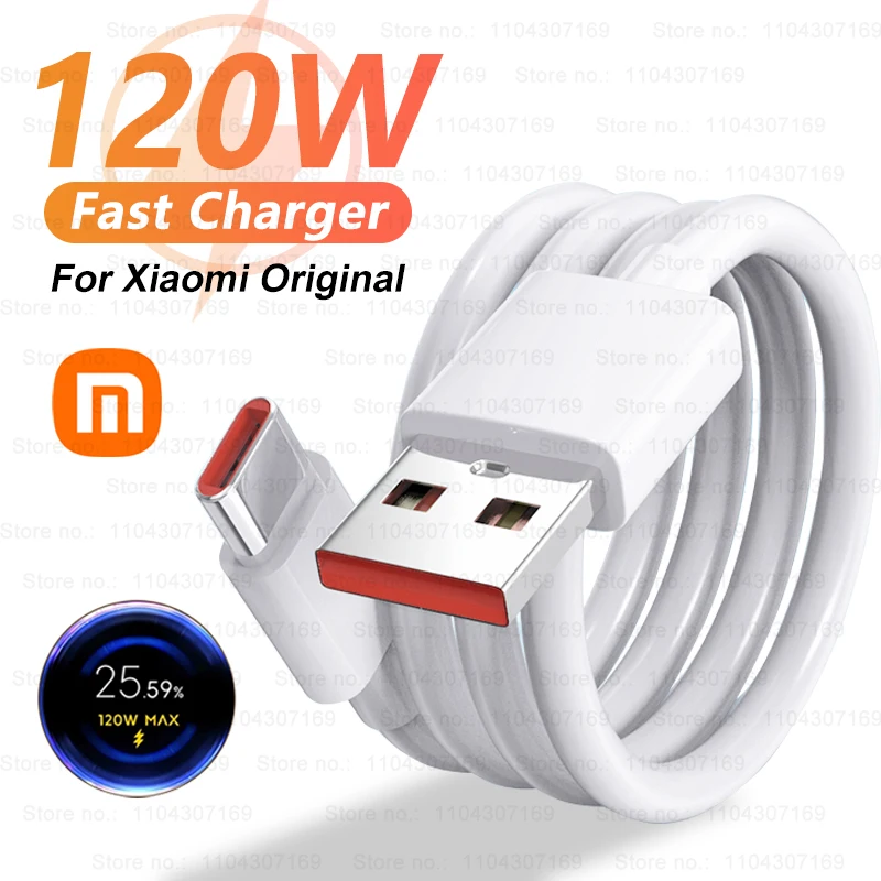 Oryginalny kabel USB Turbo Fast Charging o mocy 120W do Xiaomi mi 17 15 14 13 12 11 6A 67W z złączem Type C…