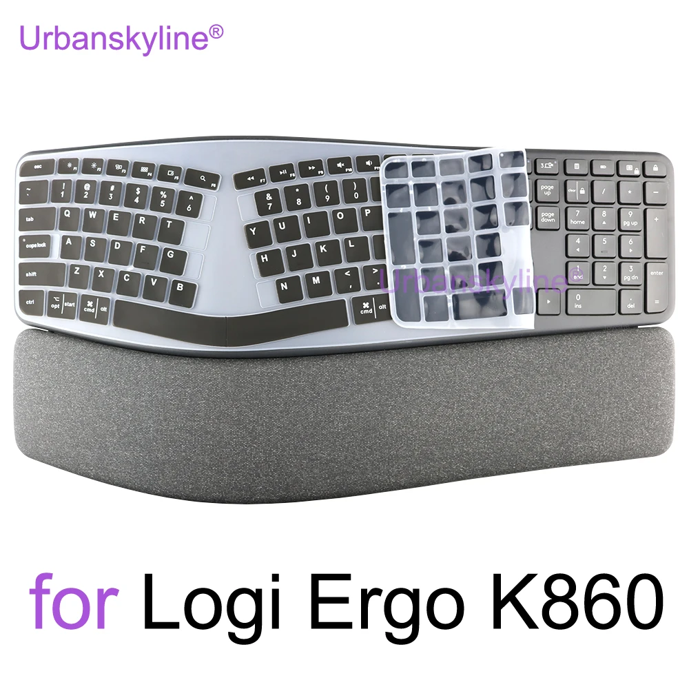 Osłona klawiatury do Logitech ERGO K860, silikonowa nakładka ochronna na klawiaturę Logi K 860, czarna Osłona klawiatury do Logitech ERGO K860, silikonowa nakładka ochronna na klawiaturę Logi K 860, czarna