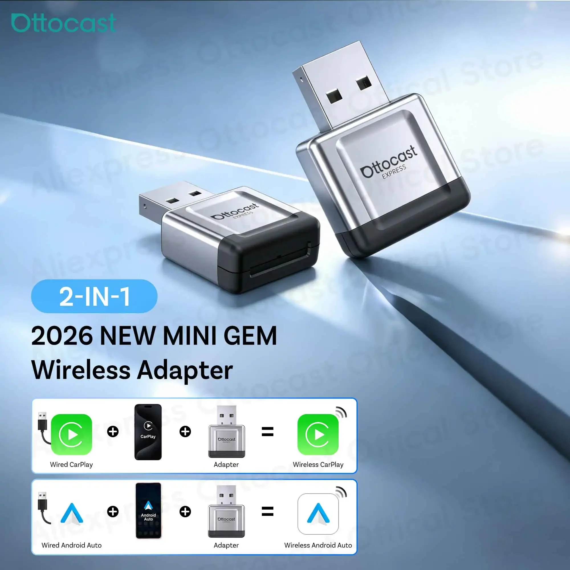 OTTOCAST 2026 Mini Gem Adapter 3.0 Bezprzewodowy CarPlay Android Auto Bluetooth Akcesoria Samochodowe do… OTTOCAST 2026 Mini Gem Adapter 3.0 Bezprzewodowy CarPlay Android Auto Bluetooth Akcesoria Samochodowe do…
