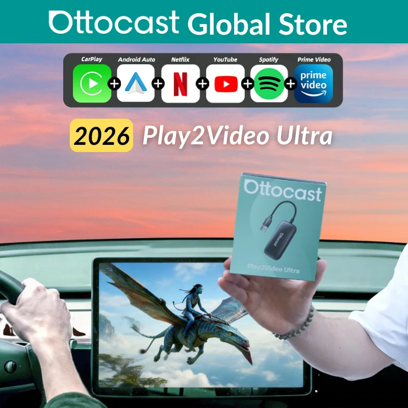 Ottocast Play2Video Ultra AI Box Adapter Carplay Android Auto WiFi6 Odtwarzacz Multimedialny YouTube Netflix… Ottocast Play2Video Ultra AI Box Adapter Carplay Android Auto WiFi6 Odtwarzacz Multimedialny YouTube Netflix…
