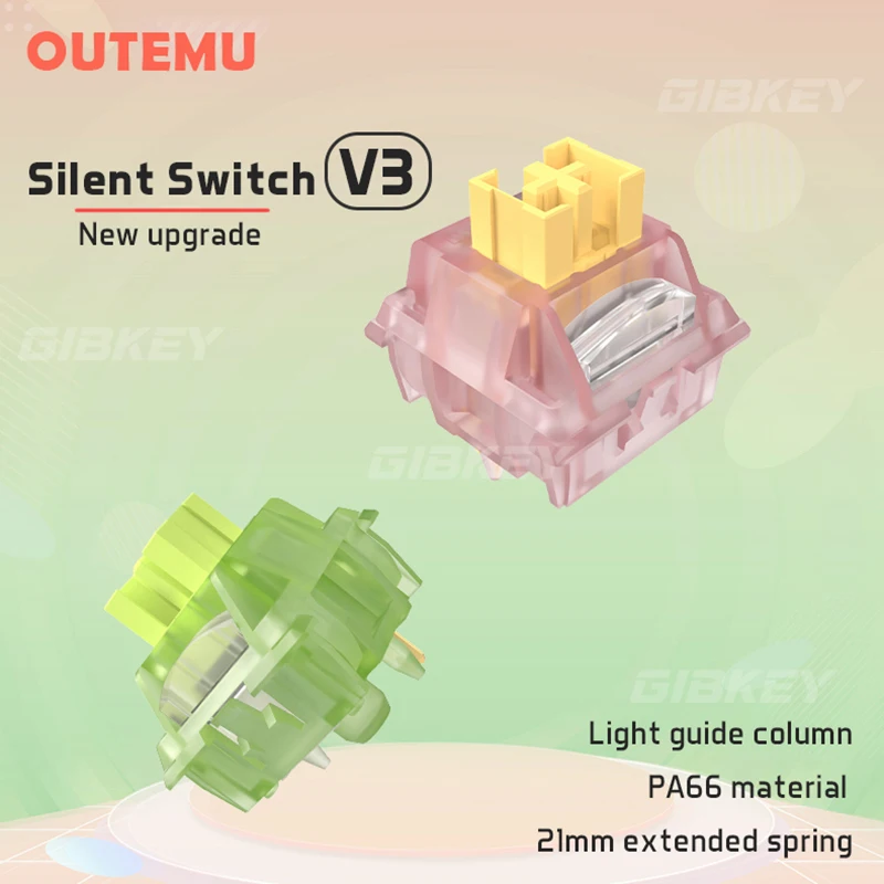 Outemu Silent Peach V3 Switch Lubed Mute Lemon V3 Switches Mechanical Keyboard Linear Tactile 5Pin Hot swap… Outemu Silent Peach V3 Switch Lubed Mute Lemon V3 Switches Mechanical Keyboard Linear Tactile 5Pin Hot swap…