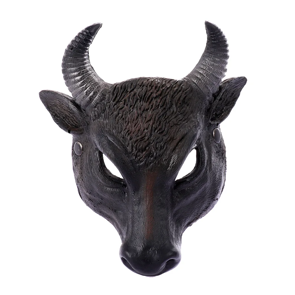 Ox Masks-maska na Halloween, czarna bawoła, PU, półmaska, Horror, zwierzęta, Cosplay, impreza, akcesoria