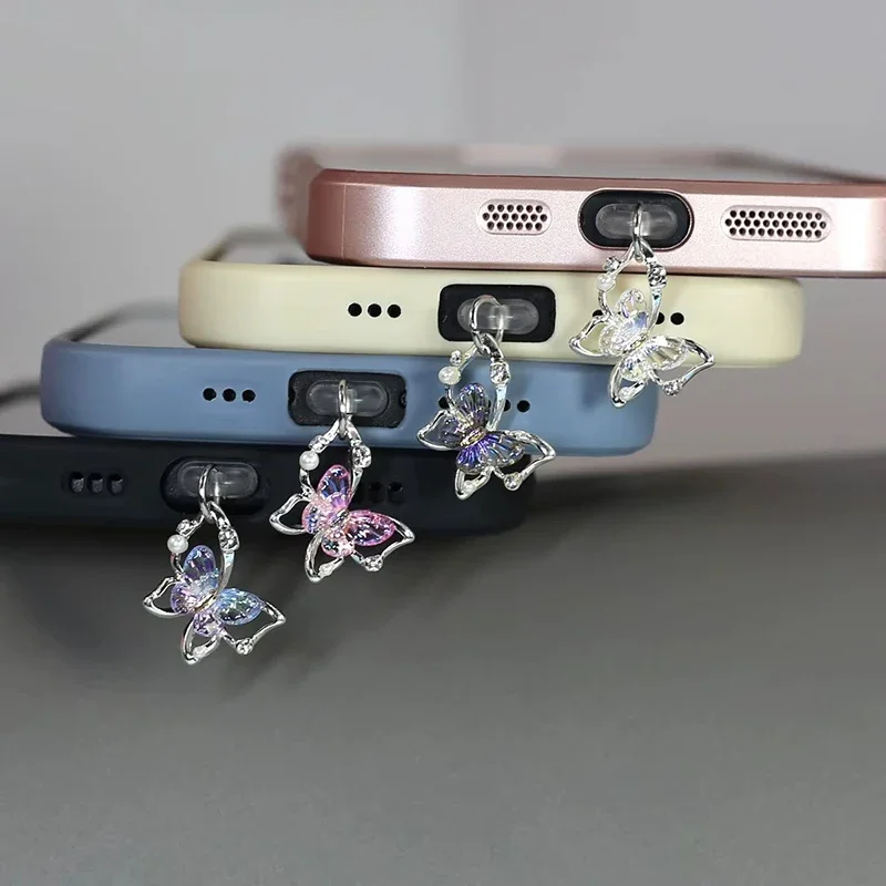 Ozdobny korek przeciwkurzowy do telefonu w kształcie motyla, zawieszka do telefonu, dekoracja do iPhone’a…