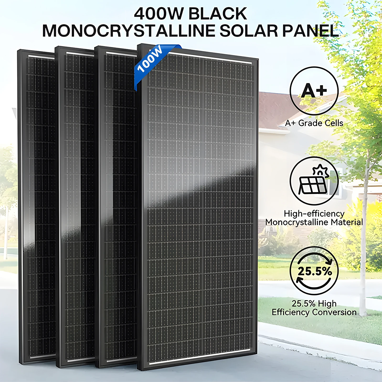 Panel słoneczny Rvpozwer 400W/200W/100W N-Type 18BB, 25% wysoka wydajność, monokrystaliczny moduł słoneczny… Panel słoneczny Rvpozwer 400W/200W/100W N-Type 18BB, 25% wysoka wydajność, monokrystaliczny moduł słoneczny…