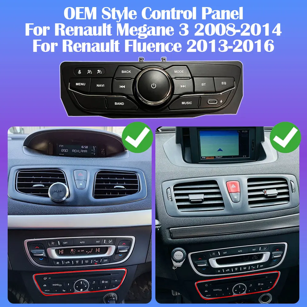 Panel sterowania w stylu OEM do Renault Megane 3 2008-2014 i Renault Fluence 2013-2016 do sterowania ekranem… Panel sterowania w stylu OEM do Renault Megane 3 2008-2014 i Renault Fluence 2013-2016 do sterowania ekranem…