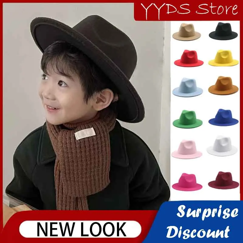 Parent-child Spring and Autumn Imitation Woolen Wide-brimmed Children’s Hat Gentleman Retro S Jazz… Parent-child Spring and Autumn Imitation Woolen Wide-brimmed Children’s Hat Gentleman Retro S Jazz…