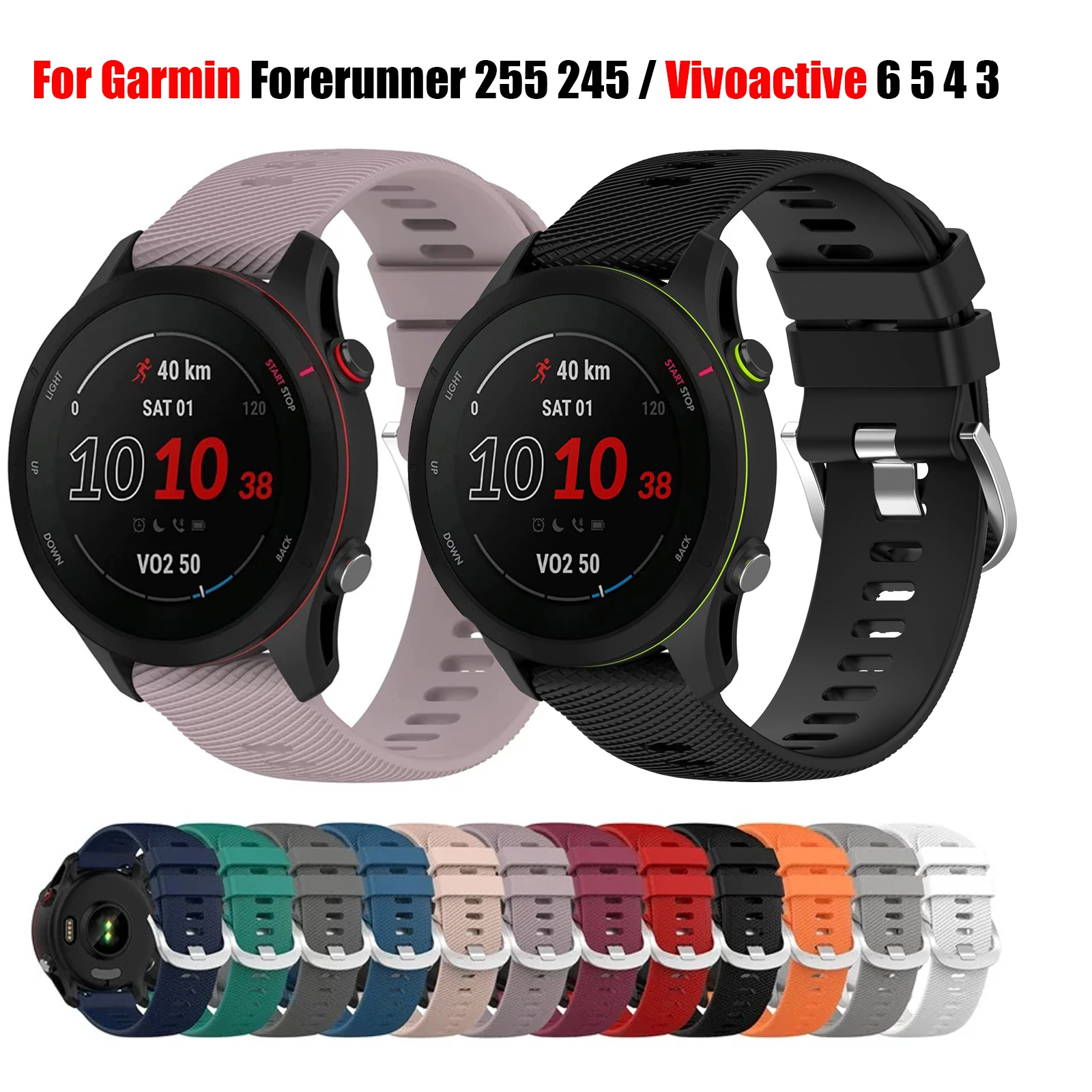 Pasek silikonowy 18mm 20mm 22mm do Garmin Forerunner 255 255S 245 165 158 55 / Venu 4 3S 2S 2Plus / Vivoactive… Pasek silikonowy 18mm 20mm 22mm do Garmin Forerunner 255 255S 245 165 158 55 / Venu 4 3S 2S 2Plus / Vivoactive…