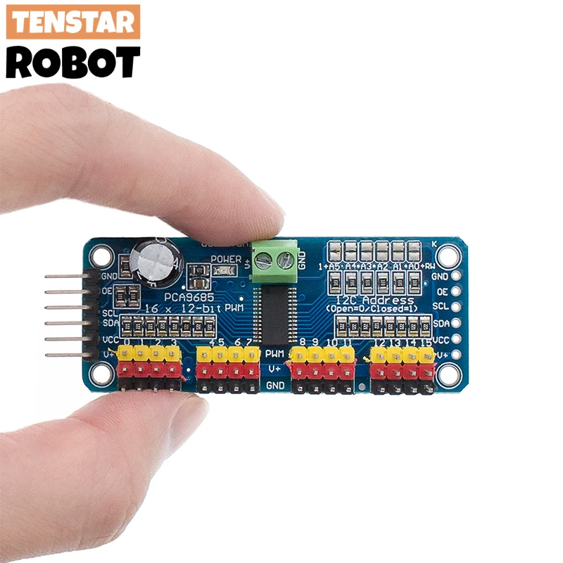 PCA9685PW 16-kanałowy 12-bitowy sterownik PWM Servo Shield Interfejs I2C Moduł PCA9685 dla Raspberry Pi PCA9685PW 16-kanałowy 12-bitowy sterownik PWM Servo Shield Interfejs I2C Moduł PCA9685 dla Raspberry Pi