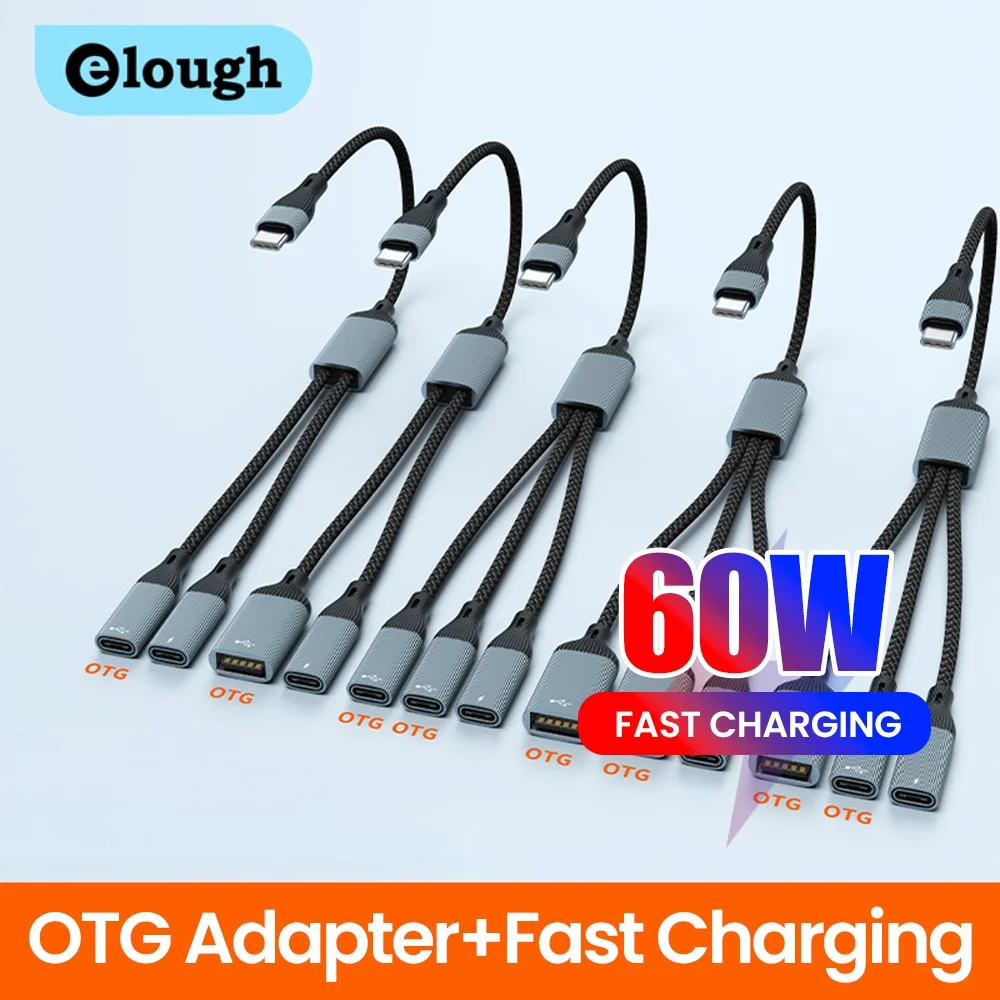 PD 60w USB C Multi Ports Adapter Kabel Szybkie ładowanie Typ-C Męski do USB+Typ C Żeński Rozdzielacz OTG… PD 60w USB C Multi Ports Adapter Kabel Szybkie ładowanie Typ-C Męski do USB+Typ C Żeński Rozdzielacz OTG…