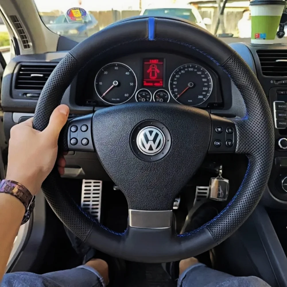 Personalizacja Ręczne szycie Skórzany pokrowiec na kierownicę z mikrofibry do Volkswagen Golf 5 Mk5 GTI VW…
