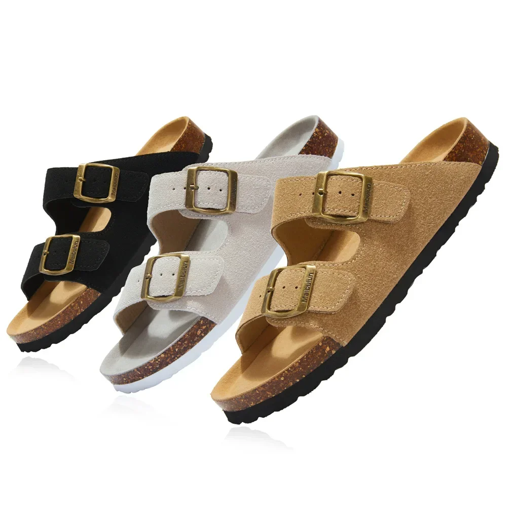 Płaskie kapcie dla kobiet 2025 New Luxury Men Indoor Bottom Non Slip Cork Slippers Women’s Beach Outdoor Home…