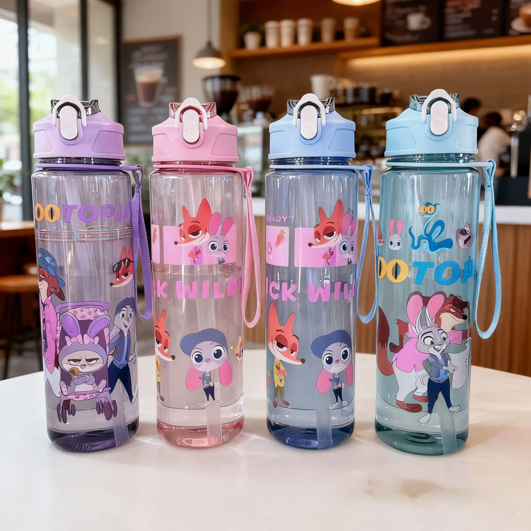 Plastikowa butelka na wodę z motywem kreskówki Zootopia | Kubek sportowy o dużej pojemności 750 ml, bez BPA