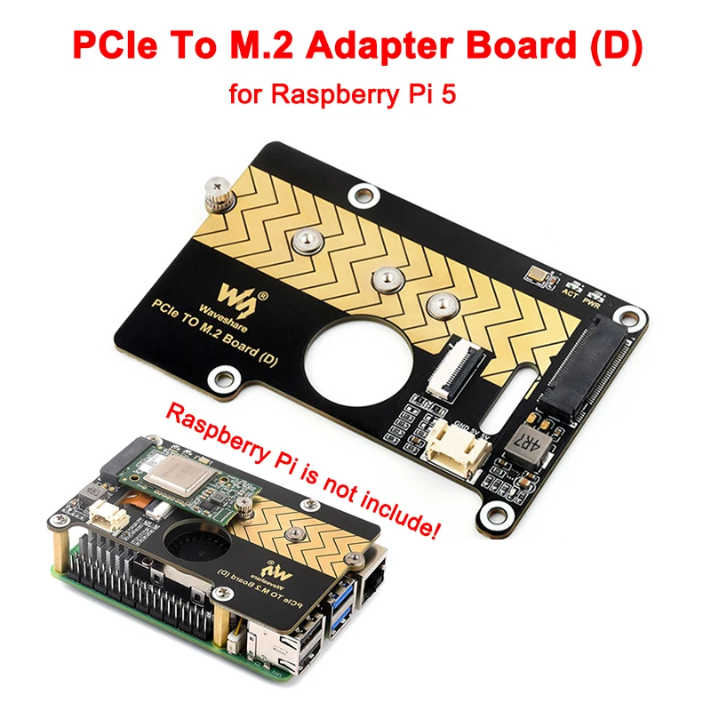 Płytka adaptera Raspberry Pi 5 PCIe na M.2 (D) NVMe M.2 SSD 2280 / 2260 / 2242 / 2230 Rozmiar Gen2 Gen3… Płytka adaptera Raspberry Pi 5 PCIe na M.2 (D) NVMe M.2 SSD 2280 / 2260 / 2242 / 2230 Rozmiar Gen2 Gen3…