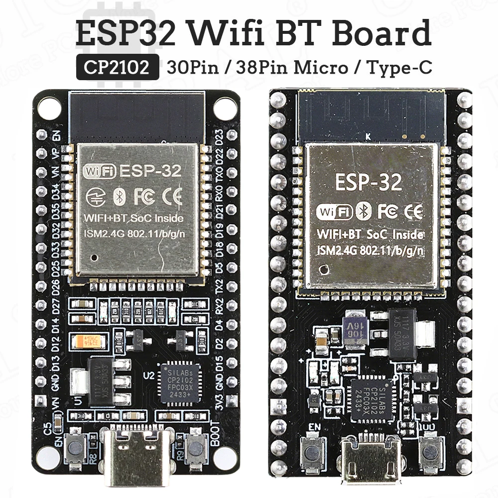 Płytka rozwojowa ESP-32, moduł WIFI 2.4G Bluetooth, 30-pinowy 38-pinowy CP2102 Micro Type-C, ultra niskie… Płytka rozwojowa ESP-32, moduł WIFI 2.4G Bluetooth, 30-pinowy 38-pinowy CP2102 Micro Type-C, ultra niskie…